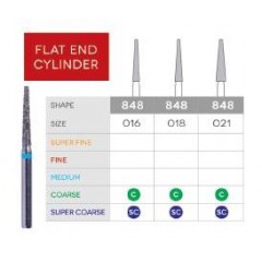 3D Dental Flat End Taper Diamond, Bur Coarse, 848-021C 10/Pk